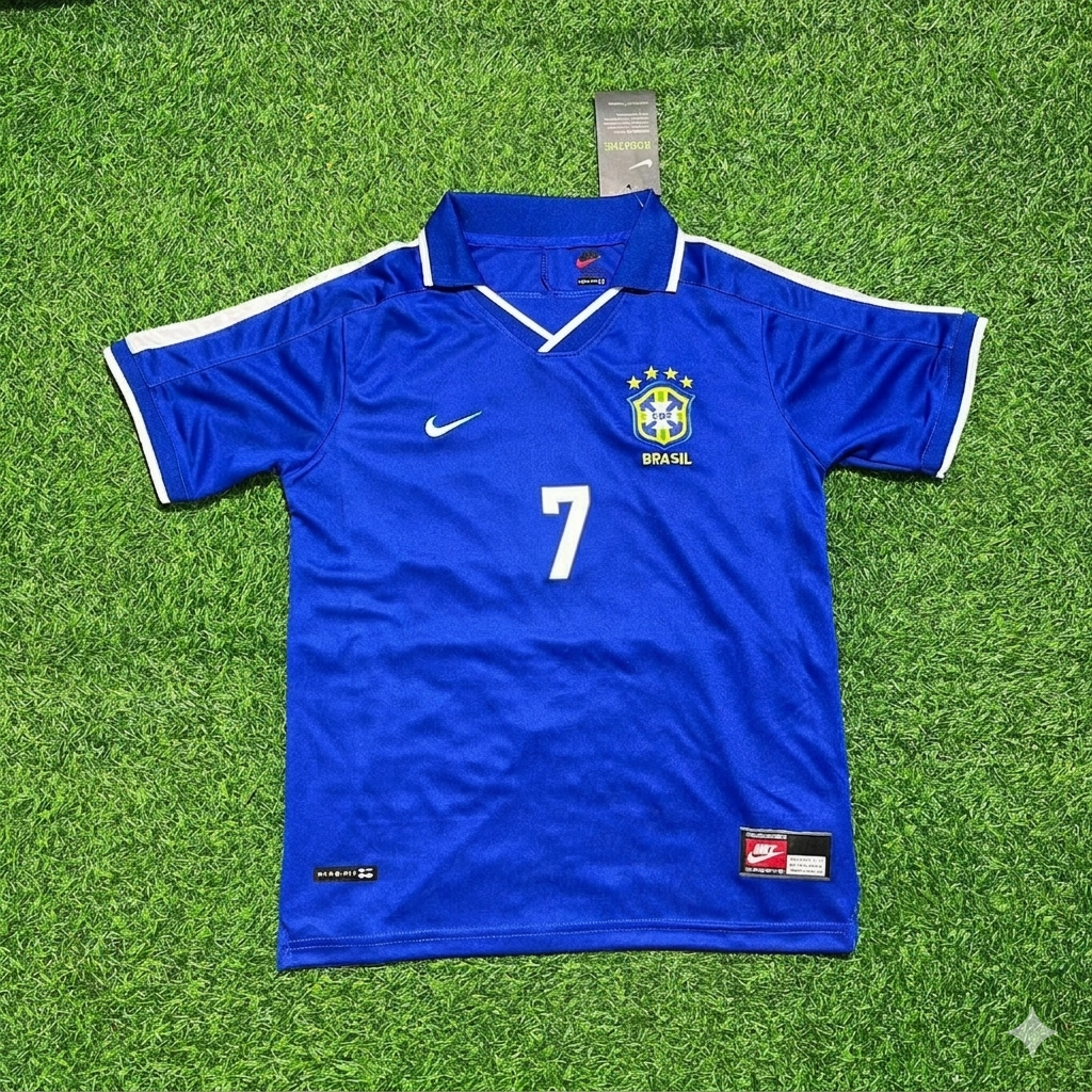Adriano Brazil Blue Retro Football Jersey Kit