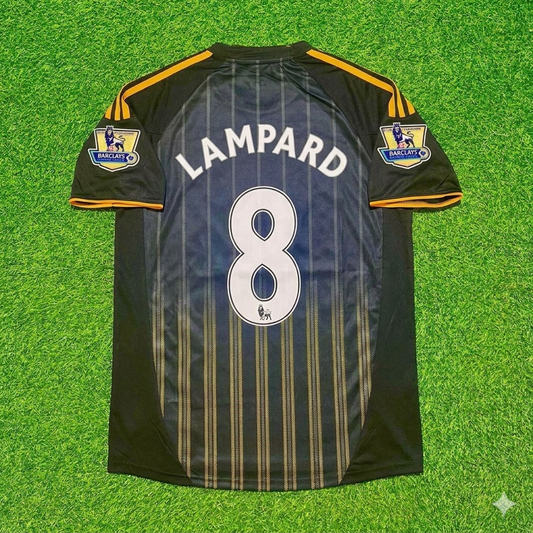 Frank Lampard #8 Chelsea 2010 2011 Away Retro Black Orange Football Jersey Kit