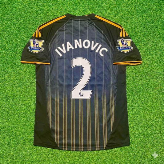 Branislav Ivanovic #2 Chelsea 2010 2011 Away Retro Black Orange Football Jersey Kit