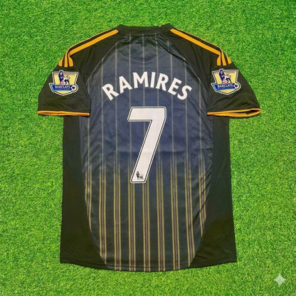 Ramires #7 Chelsea 2010 2011 Away Retro Black Orange Football Jersey Kit