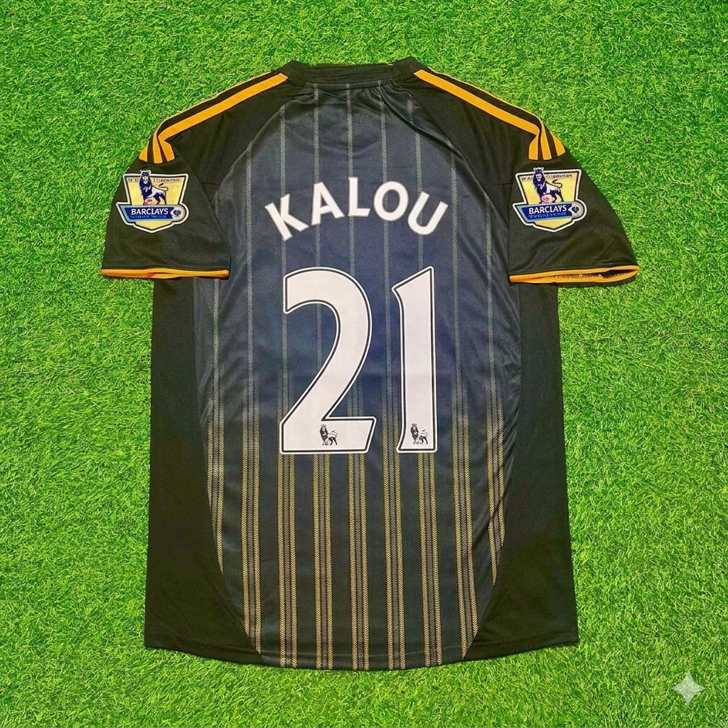 Salomon Kalou #21 Chelsea 2010 2011 Away Retro Black Orange Football Jersey Kit