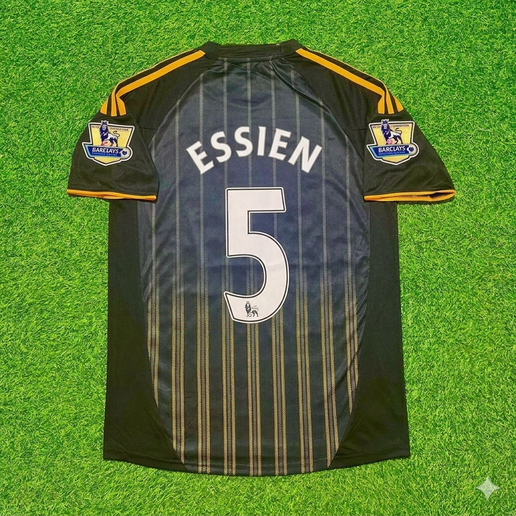 Michael Essien #5 Chelsea 2010 2011 Away Retro Black Orange Football Jersey Kit