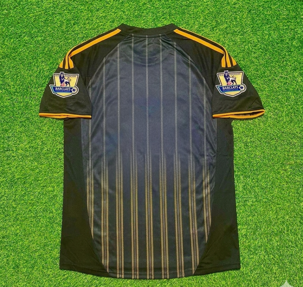 Chelsea 2010 2011 Away Retro Black Orange Football Jersey Kit