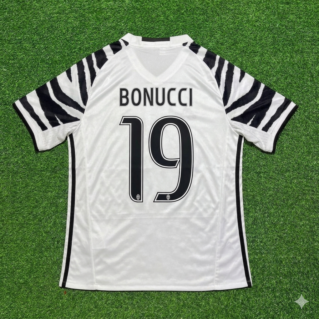 Leonardo Bonucci #19 Juventus 2016 2017 Away White Retro Football Jersey Kit