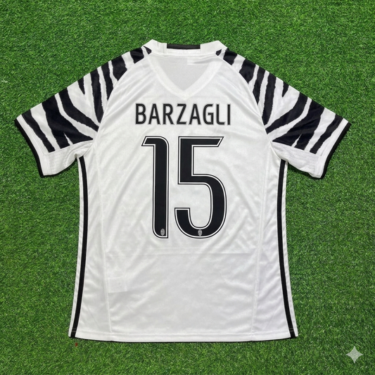 Andrea Barzagli #15 Juventus 2016 2017 Away White Retro Football Jersey Kit