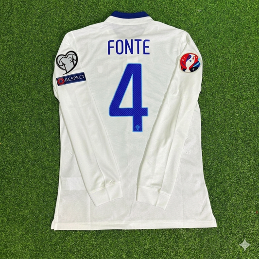 Portugal EURO 2016 Jose Fonte White Long Sleeve Retro Football Jersey