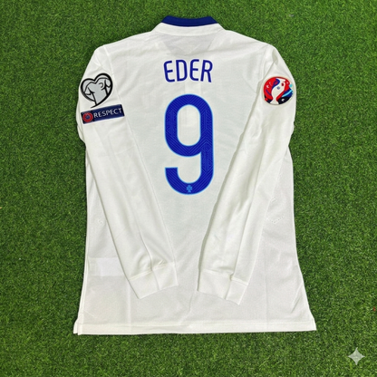 Portugal EURO 2016 Eder White Long Sleeve Retro Football Jersey