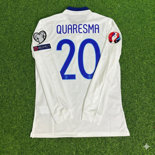 Portugal EURO 2016 Ricardo Quaresma White Long Sleeve Retro Football Jersey