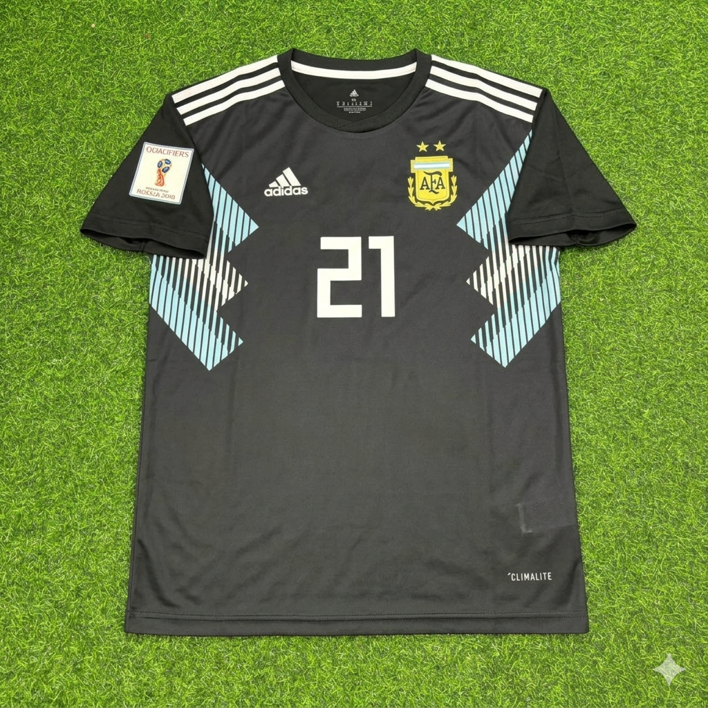 Argentina World Cup 2018 Paulo Dybala Black Retro Football Jersey
