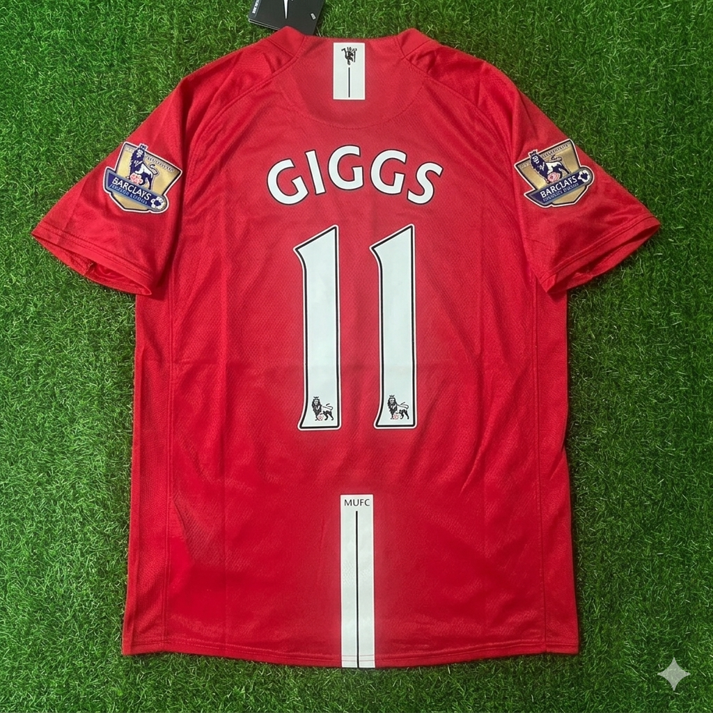 Ryan Giggs Manchester United 2007 2008 EPL Retro Red Football Jersey