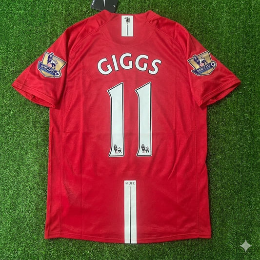 Ryan Giggs Manchester United 2007 2008 EPL Retro Red Football Jersey