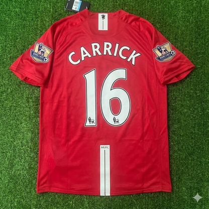Michael Carrick Manchester United 2007 2008 EPL Retro Red Football Jersey