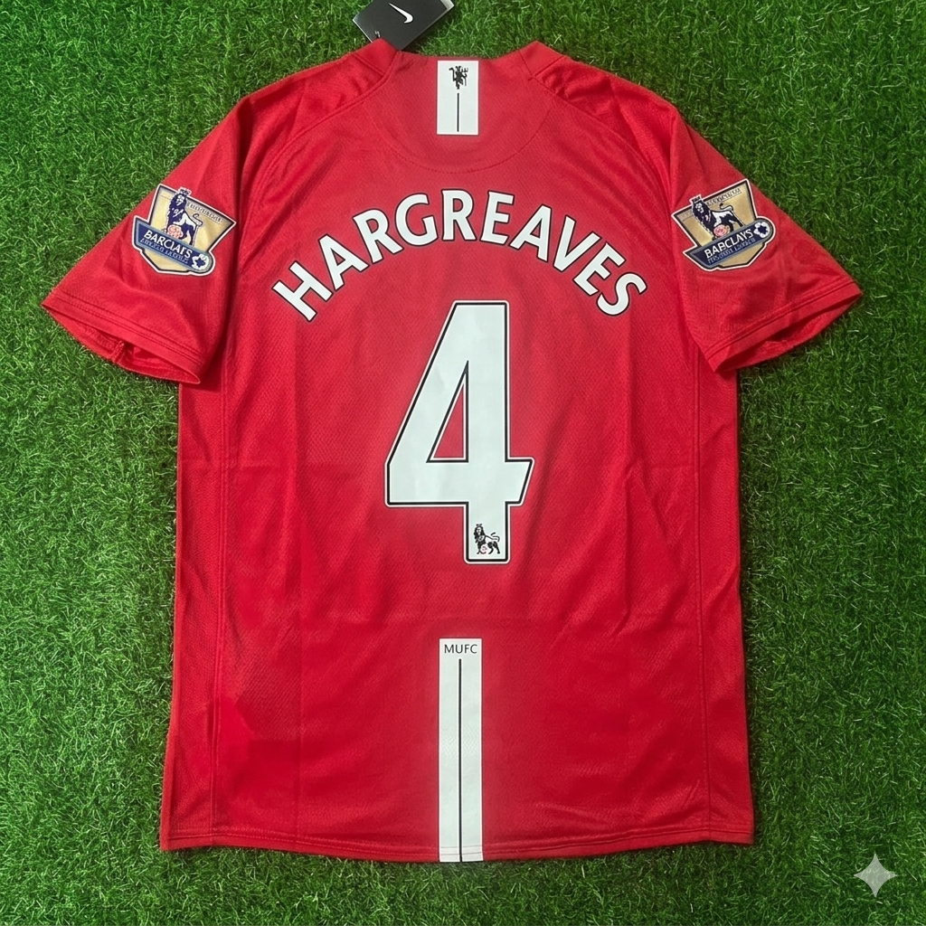 Owen Hargreaves Manchester United 2007 2008 EPL Retro Red Football Jersey