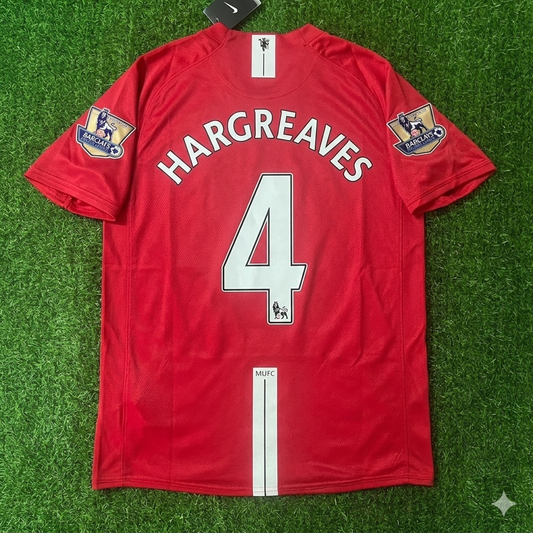 Owen Hargreaves Manchester United 2007 2008 EPL Retro Red Football Jersey
