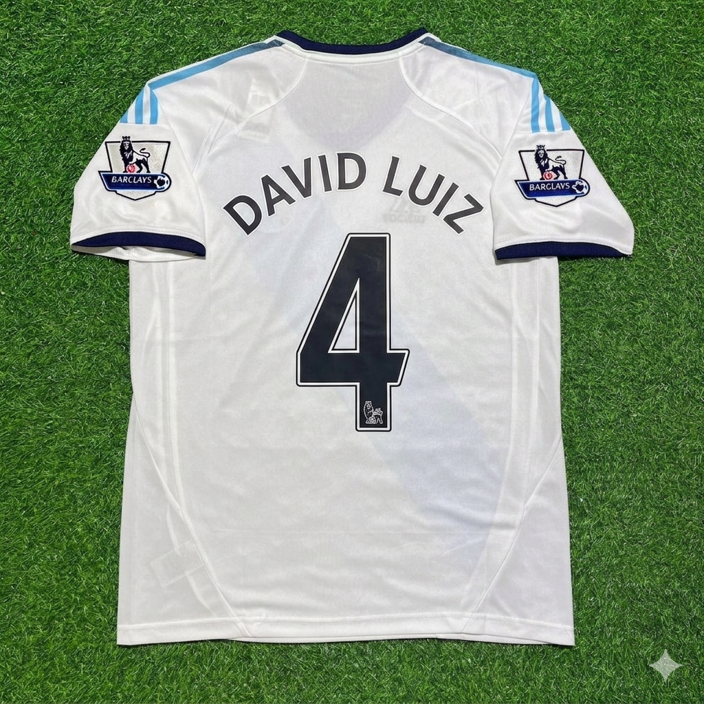David Luiz Chelsea 2012-2013 Retro White Football Jersey Kit