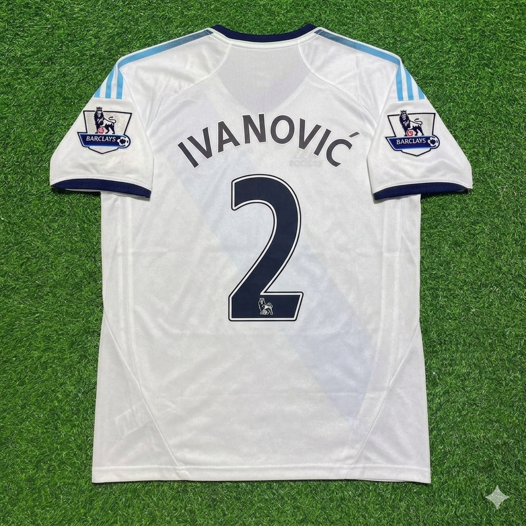 Branislav Ivanovic Chelsea 2012-2013 Retro White Football Jersey Kit