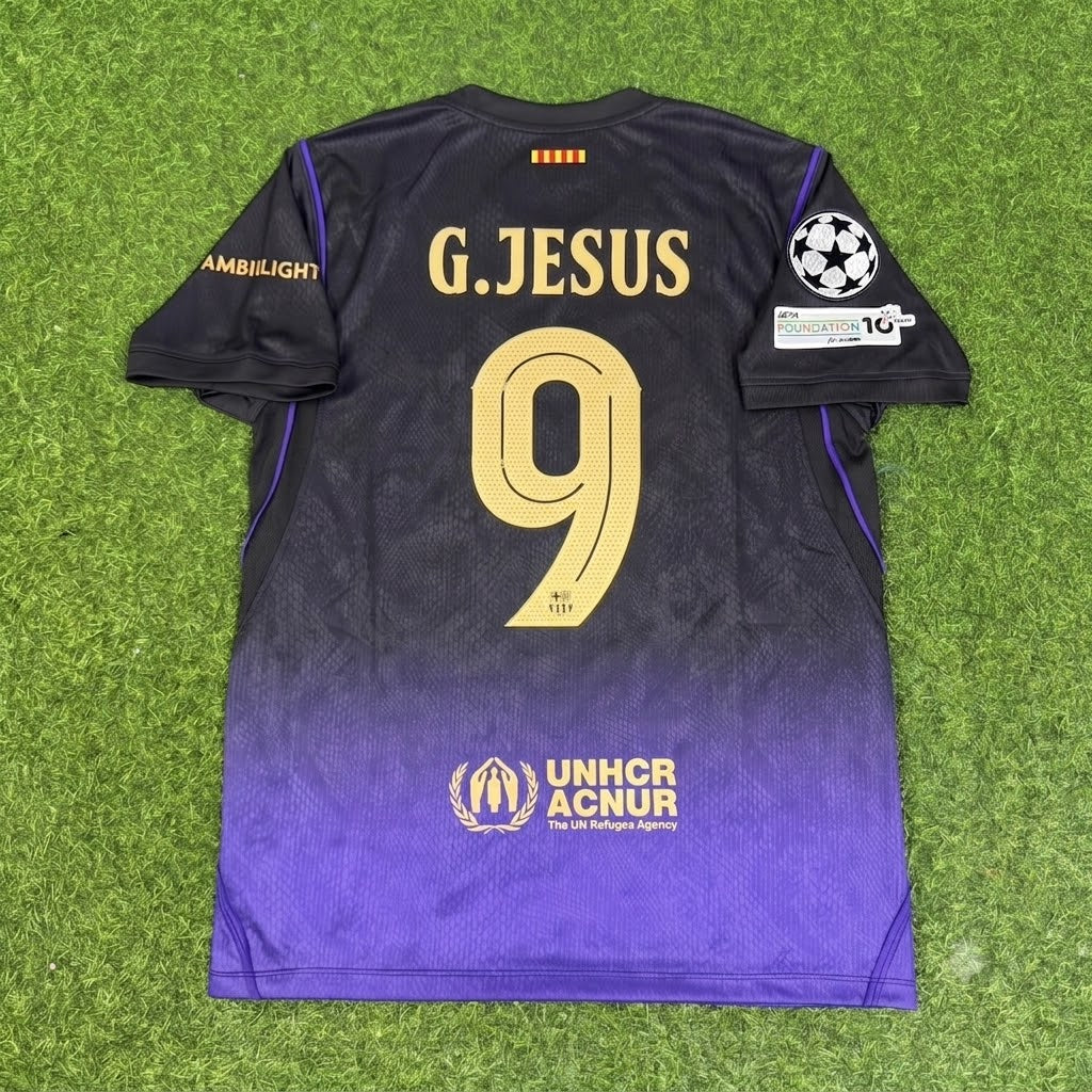 Gabriel Jesus #9 Barcelona 2027 Champions League Patch Away Football Jersey