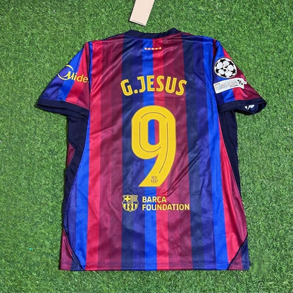 Gabriel Jesus #9 Barcelona 2027 Champions League Patch Home Football Jersey