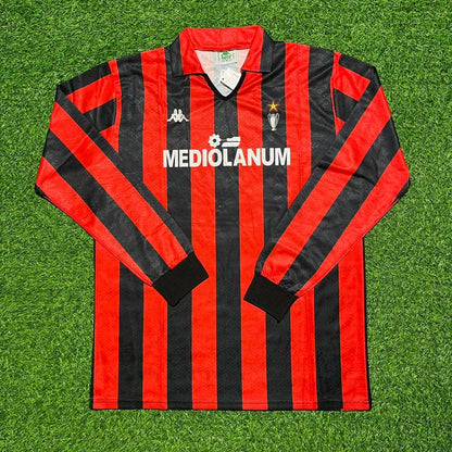 Franco Baresi #6 AC Milan 1989-1990 Retro Long Sleeve Football Jersey Kit