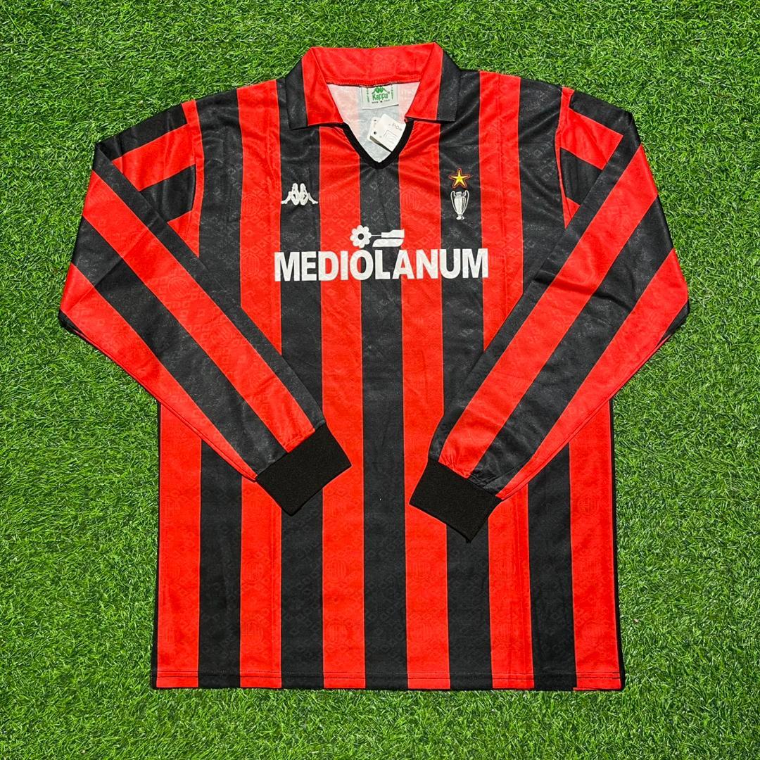 Paolo Maldini #3 AC Milan 1989-1990 Retro Long Sleeve Football Jersey Kit