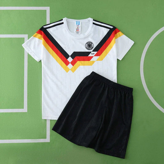 Germany 1990 Home Retro Kids Kit Jersey KinderTrikot Maillot Enfant