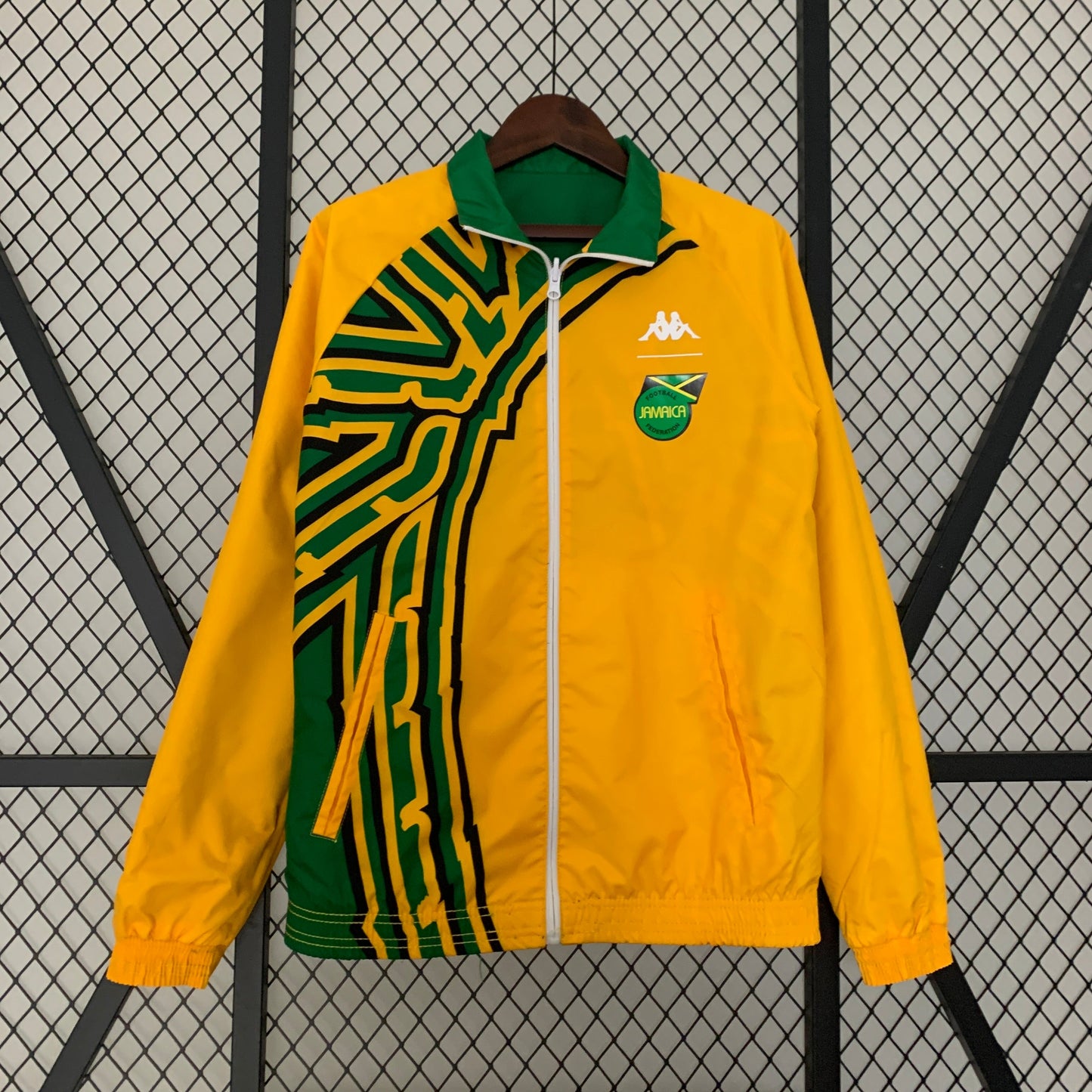 AFCB Jamaica Bob Marley Wendbare Gelb-Grüne Jacke, Beide Größen Jacke