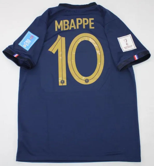 France Kylian Mbappe 2022 World Cup Final Retro Jersey Maillot Trikot Soccer Kit