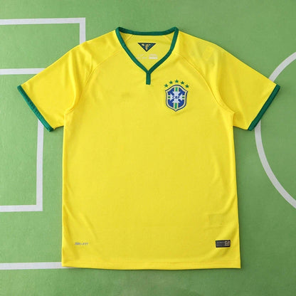 Brazil 2014 Season Yellow Retro Football Jersey