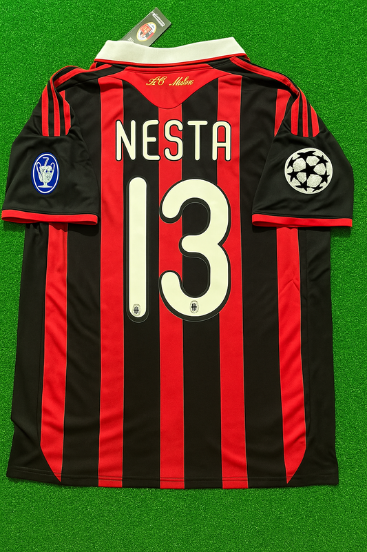 #13 Alessandro Nesta - AC Milan 2009 2010 Red Black Kit Jersey Trikot Maillot Soccer Kit