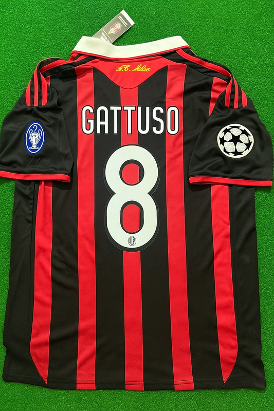 #8 Gennaro Gattuso - AC Milan 2009 2010 Red Black Kit Jersey Trikot Maillot Soccer Kit