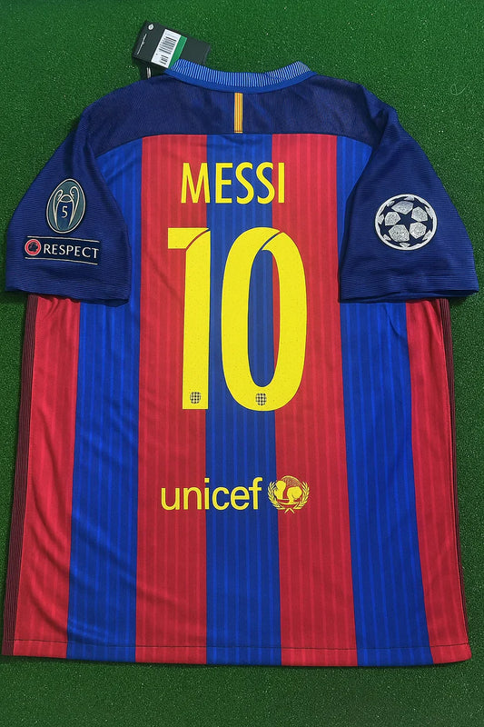 – Lionel Messi Barcelona 2016/17 Home Retro Jersey Trikot Maillot Soccer Kit