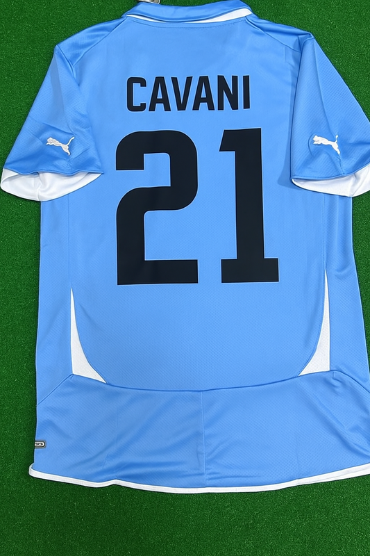 Uruguay Edinson Cavani 2010 South Aftica World Cup Blue Retro Jersey Soccer Kit