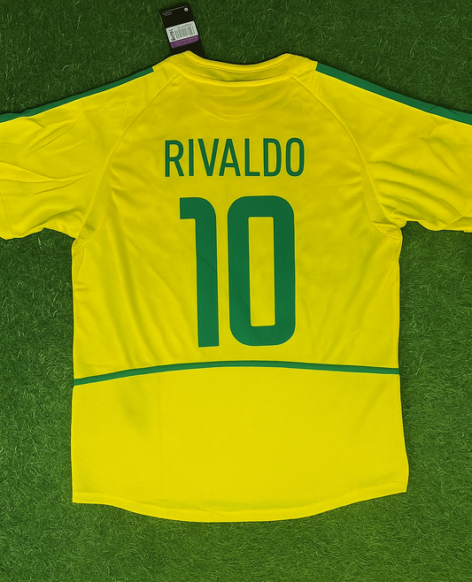 Brazil Rivaldo #10 2002 World Cup Retro Jersey Trikot Soccer Kit