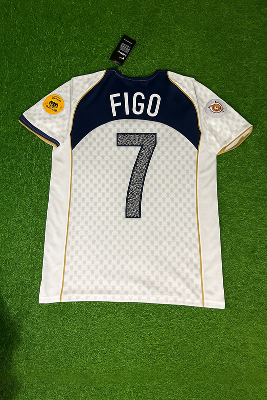 7 Luis Figo Portugal EURO 2004 Retro White Away Soccer Kit Jersey Trikot Soccer Kit