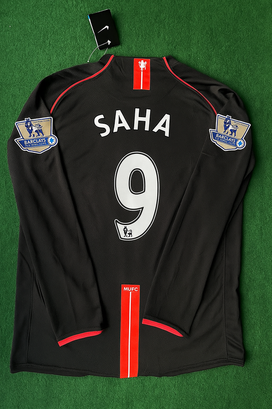 Manchester Louis Saha United 2007-2008 Black Retro Jersey Trikot Camiseta Maillot Soccer Kit