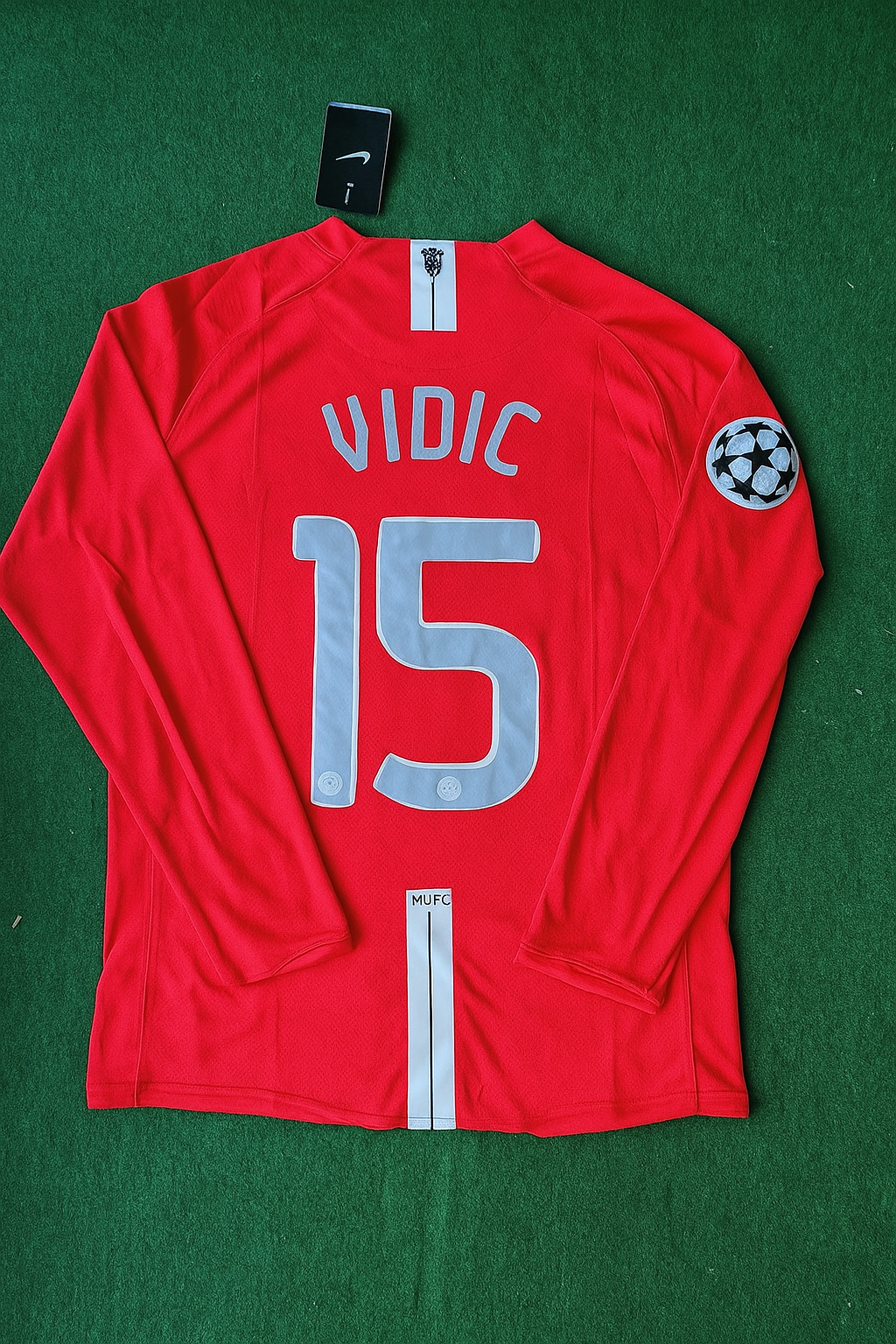 Nemanja Vidic Manchester United Champions League Final 2008 Long Sleeve Retro Red Football Shirt
