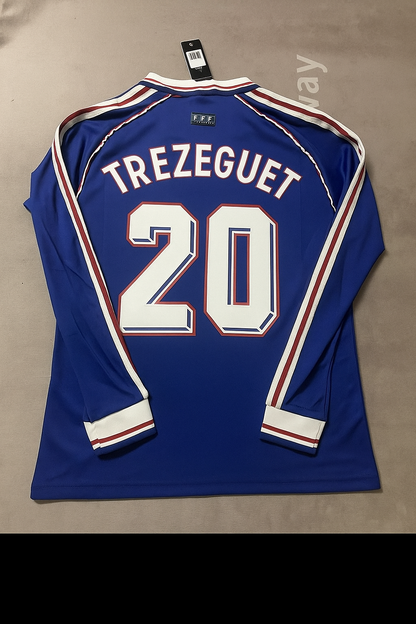 France World Cup 1998 David Trezeguet Retro Long Sleeve Football Jersey