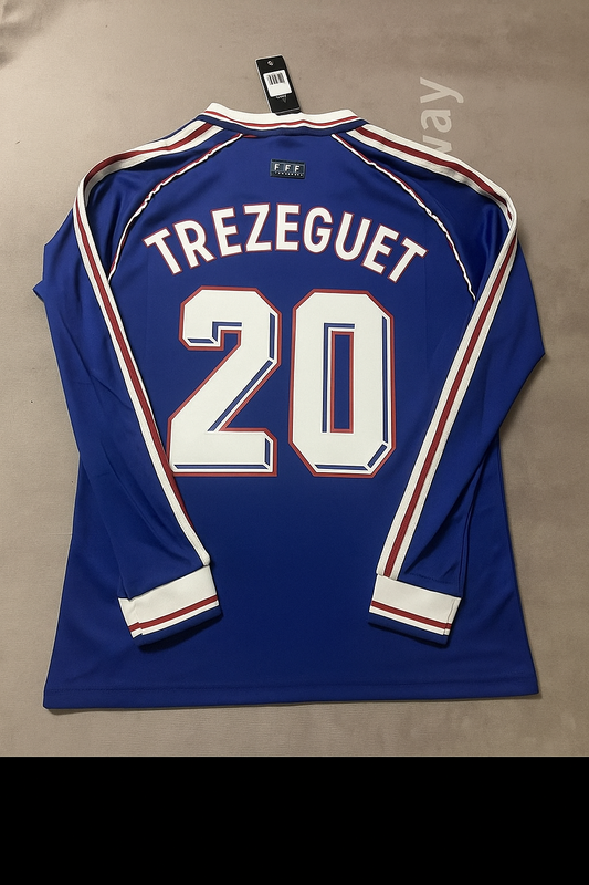 France World Cup 1998 David Trezeguet Retro Long Sleeve Football Jersey