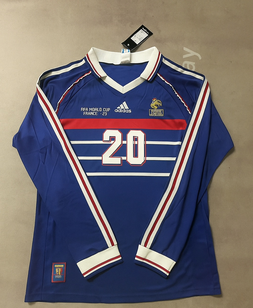 France World Cup 1998 David Trezeguet Retro Long Sleeve Football Jersey
