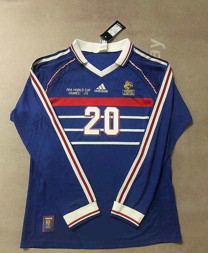 France World Cup 1998 David Trezeguet Retro Long Sleeve Football Jersey