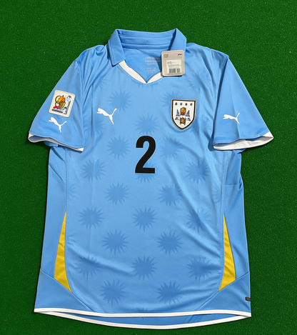 Uruguay World Cup 2010 Diego Lugano South Aftica Blue Retro Football Jersey