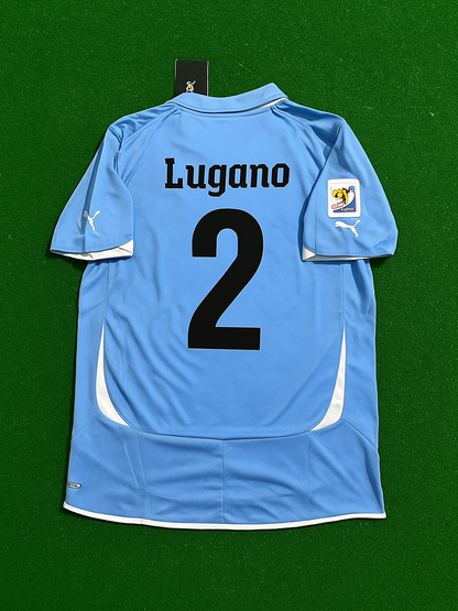 Uruguay World Cup 2010 Diego Lugano South Aftica Blue Retro Football Jersey