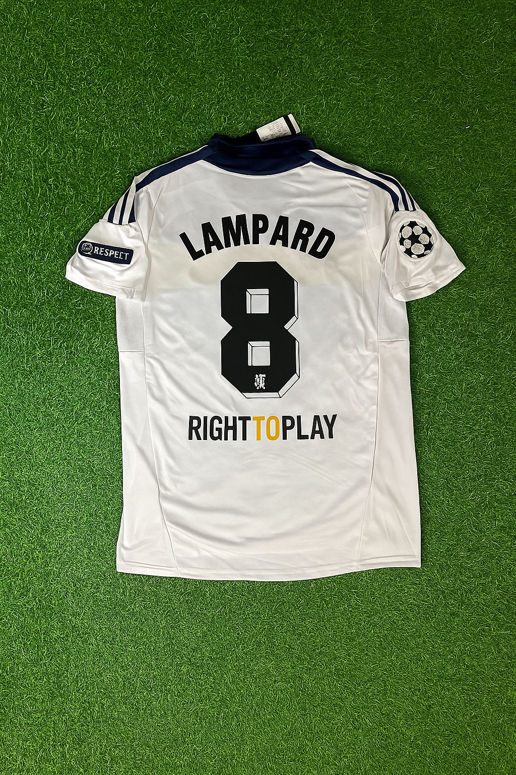 Frank Lampard 8 - Chelsea 2011 2012 Champions League White Yellow Retro Football Jersey