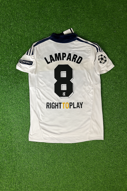 Frank Lampard 8 - Chelsea 2011 2012 Champions League White Yellow Retro Football Jersey