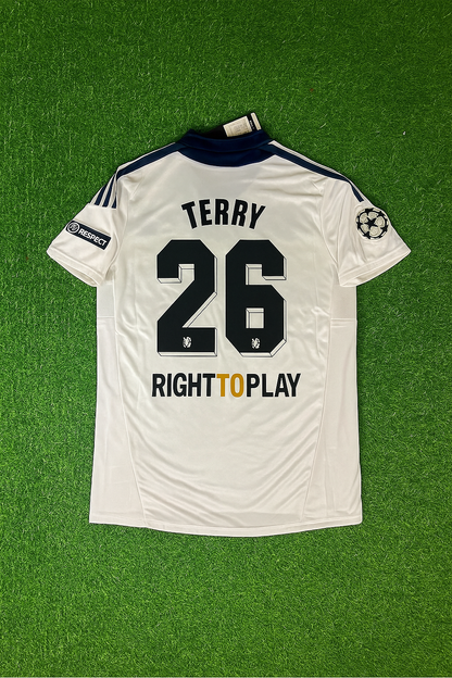 John Terry 26 - Chelsea 2011 2012 Champions League White Yellow Retro Football Jersey