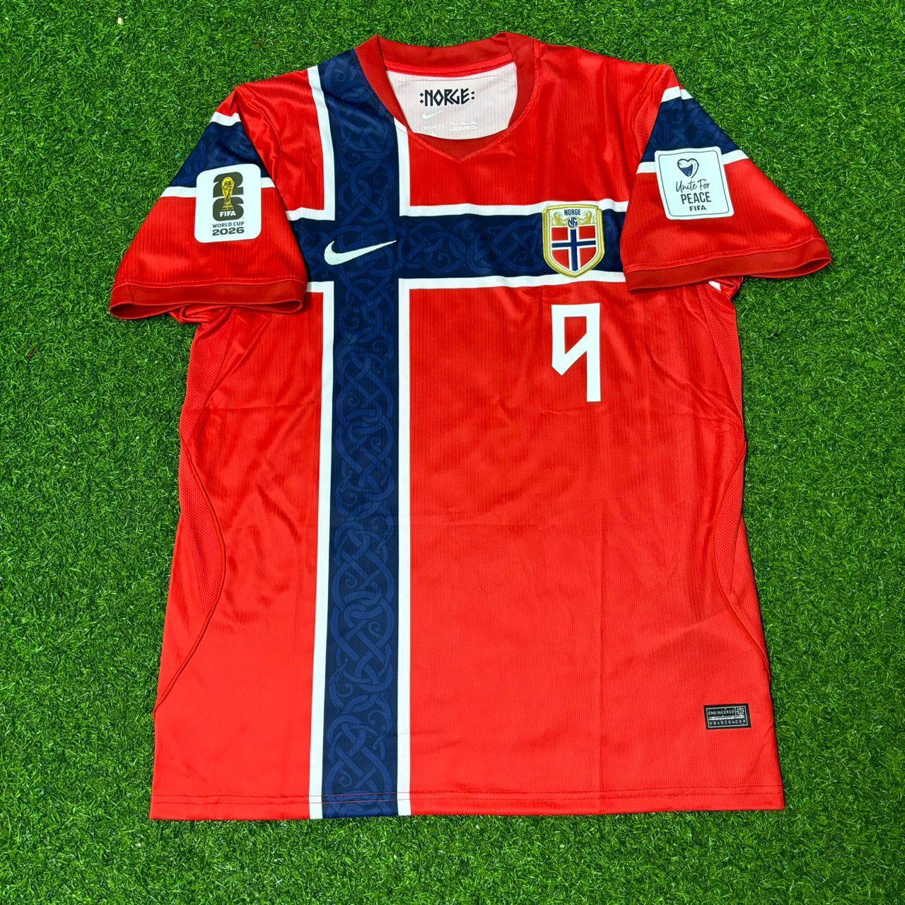Norway World Cup 2026 Erling Haaland #9 Home Football Jersey