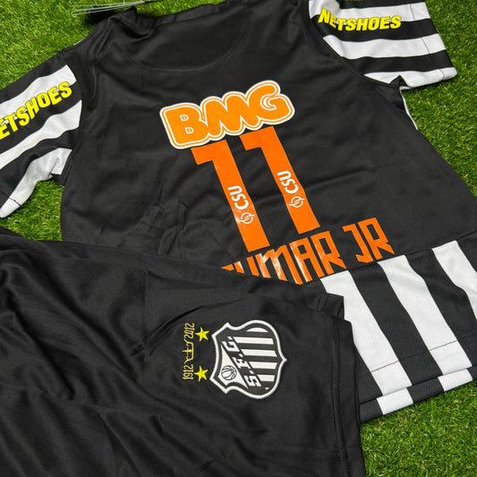 Neymar Jr Santos Fc 2009 2013 Black Kids Soccer Retro Jersey KinderTrikot