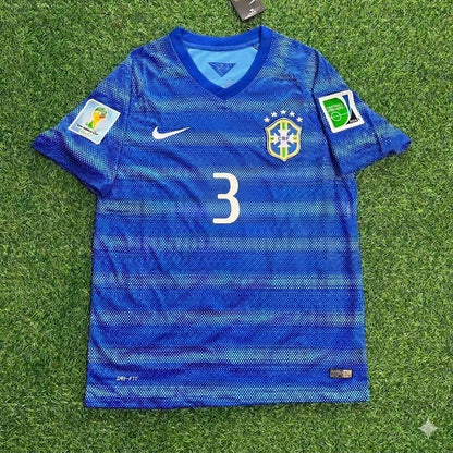 Thiago Silva 3- 2014 World Cup Retro Blue Football Jersey