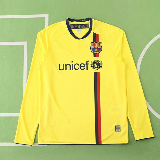 08/09 FC Barcelona Season Yellow Away Retro Jersey Trikot Soccer Kit