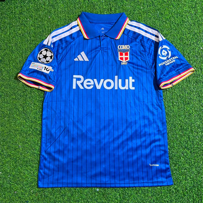 Nico Paz Como 2027 Home Blue Champions League Patch Football Jersey